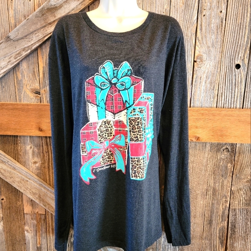 NWOT Crazy Train Womens Knit Long Sleeve Holiday Christmas Shirt 2XL XXL